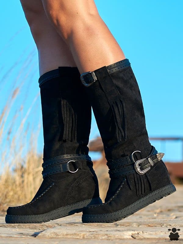 Botas altas boho Atossa negro