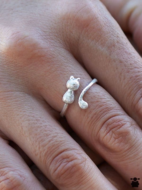 Anillo boho Gato plata