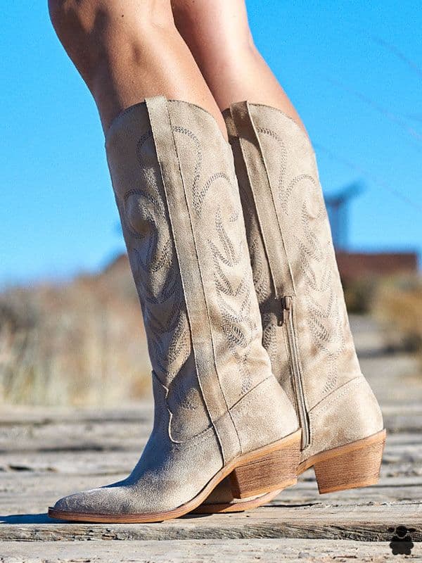 Botas cowboy altas Zamora beige