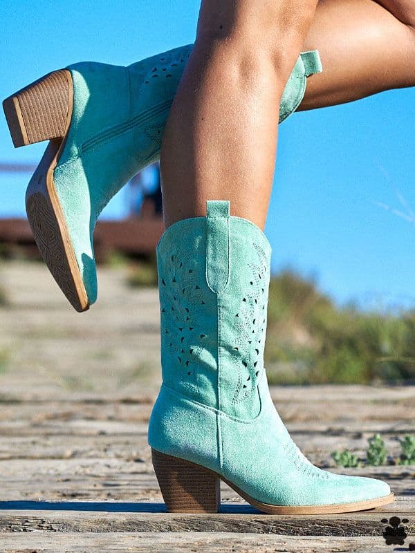 Botines cowboy mujer turquesa