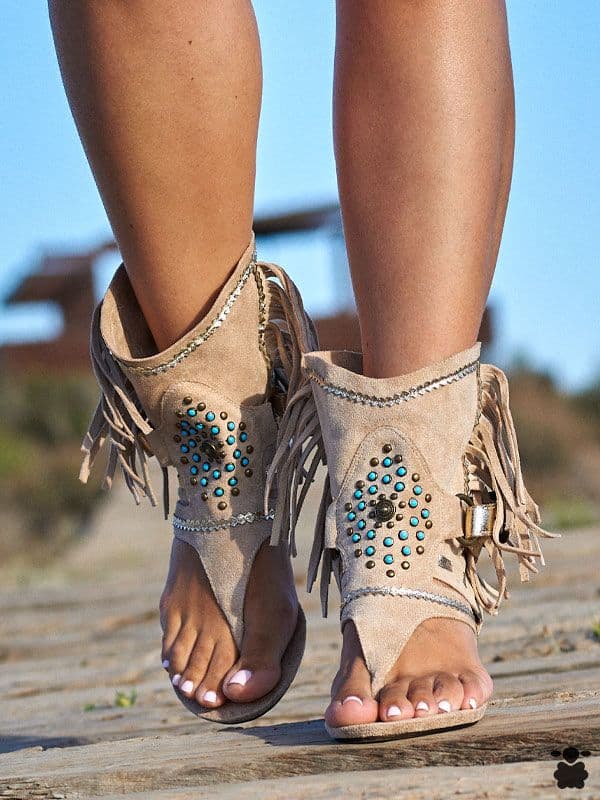 Sandalias boho Pedrería beige