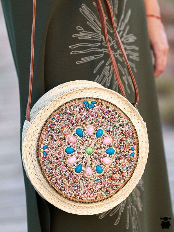 Bolso Rafia Étnico Beige