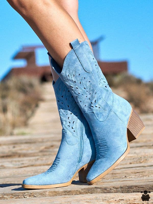 Botines cowboy mujer azul
