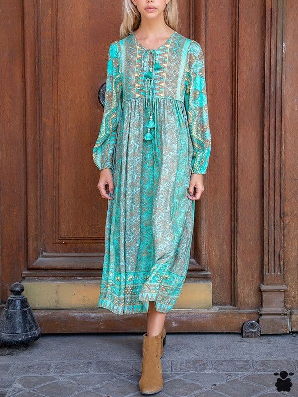 Vestido boho Gaya turquesa