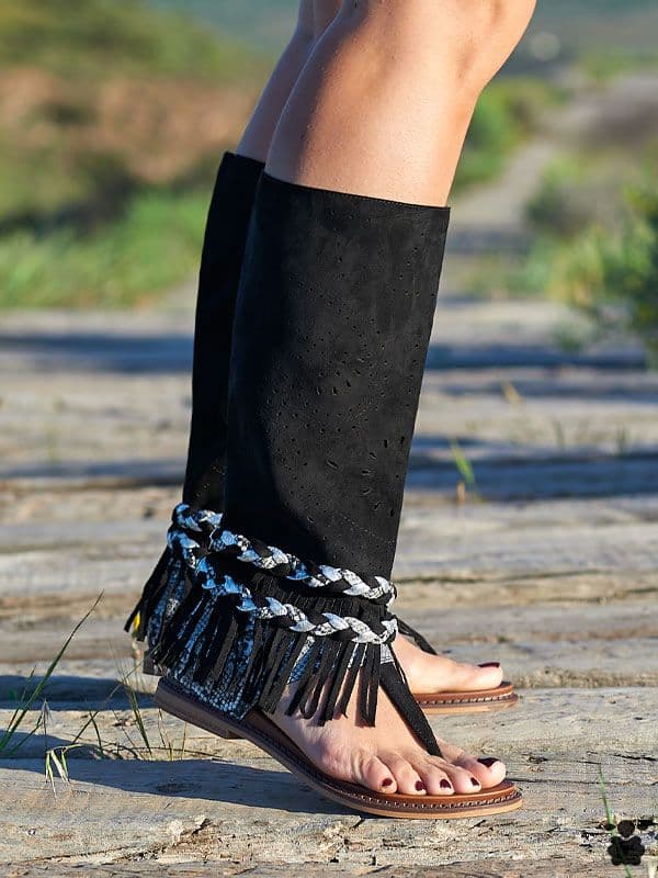 Sandalias altas boho Coracao negro